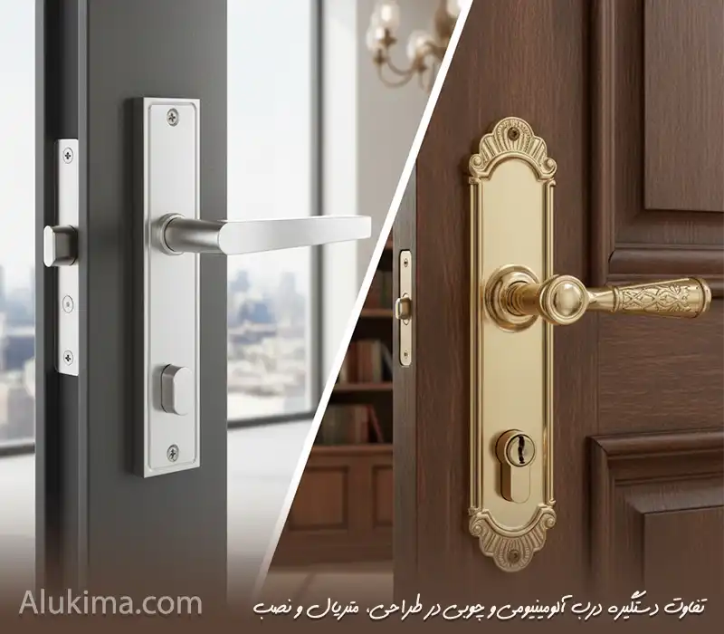 تفاوت دستگیره درب آلومینیومی و چوبی | مقایسه فنی و تخصصی ۱۴۰۴