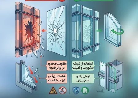 چرا استفاده از شیشه فلوت در نمای کرتین وال ممنوع است؟